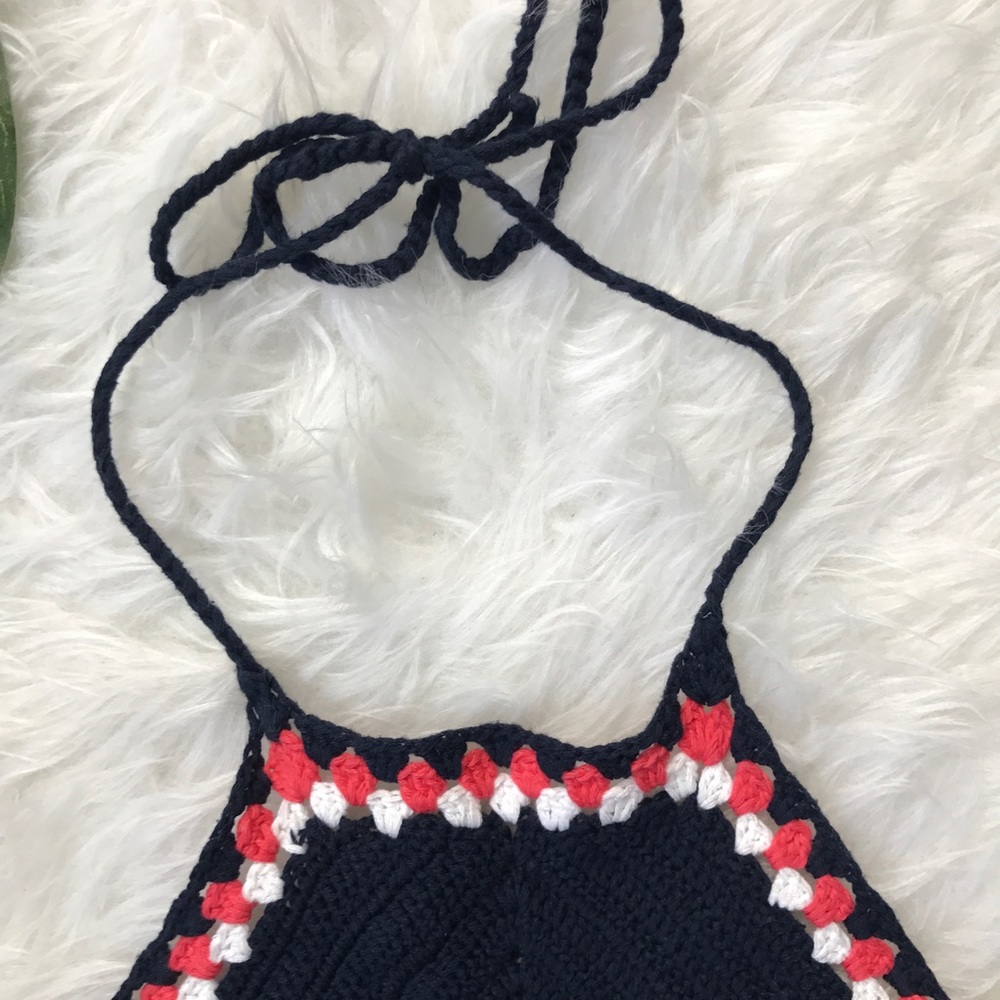 Zara • Knit Crochet Halter Crop Top Festival Top - Picture 2 of 6